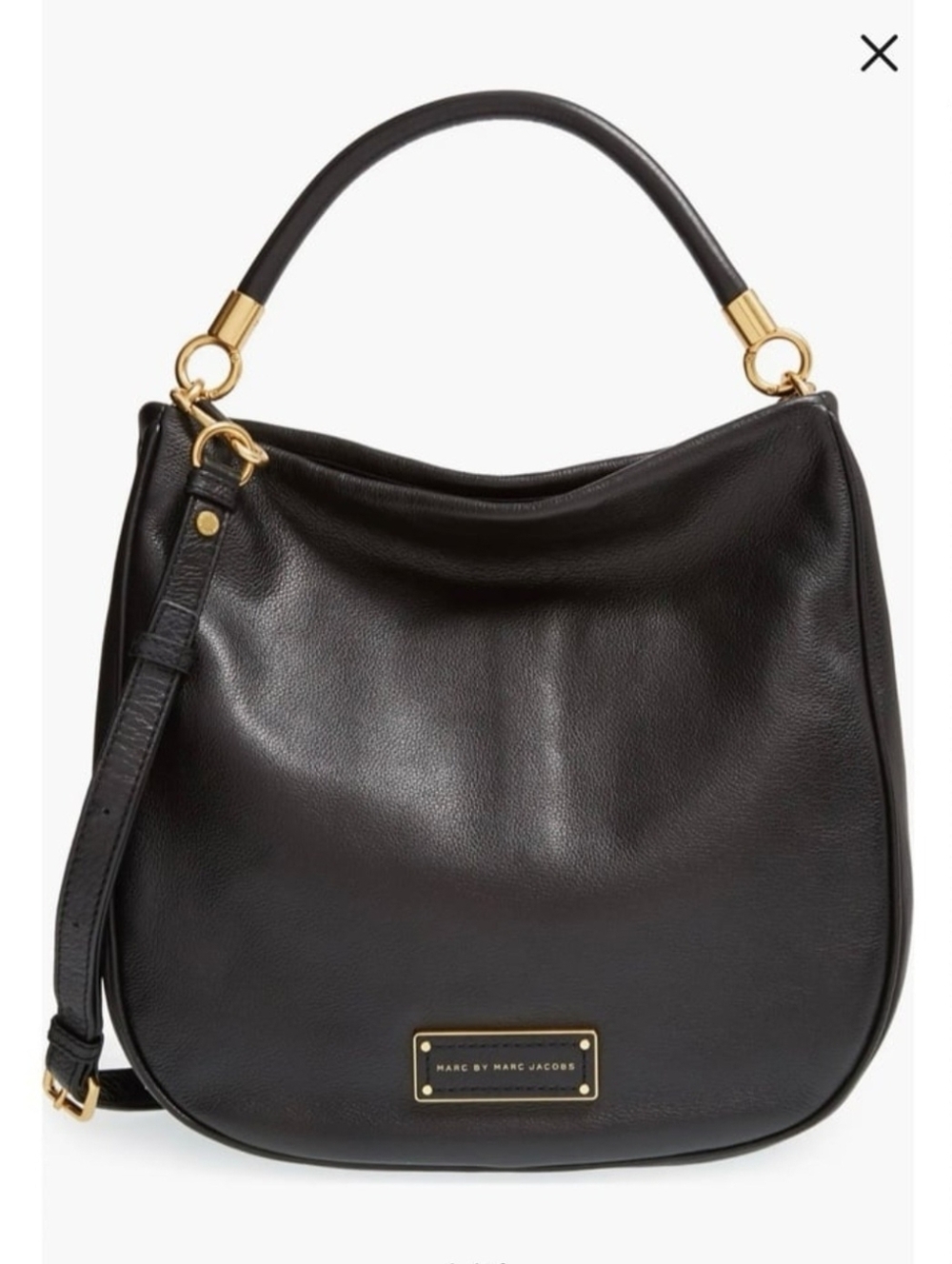 MARC JACOBS Black Leather Too Hot To Handle Hobo Shoulder Bag with Gold Hardware